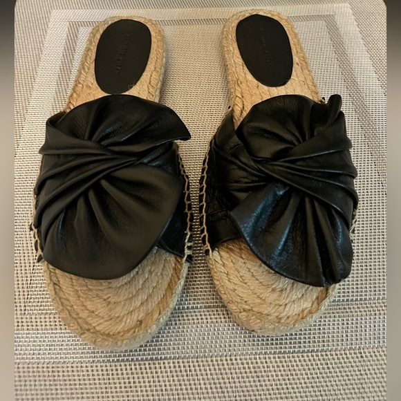 PATRICIA GREEN NIB AUTHENTIC BLACK GENUINE LEATHER ESPADRILLES SLIP ON - Picture 5 of 13